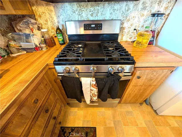 a close view of a stove in the kitchen