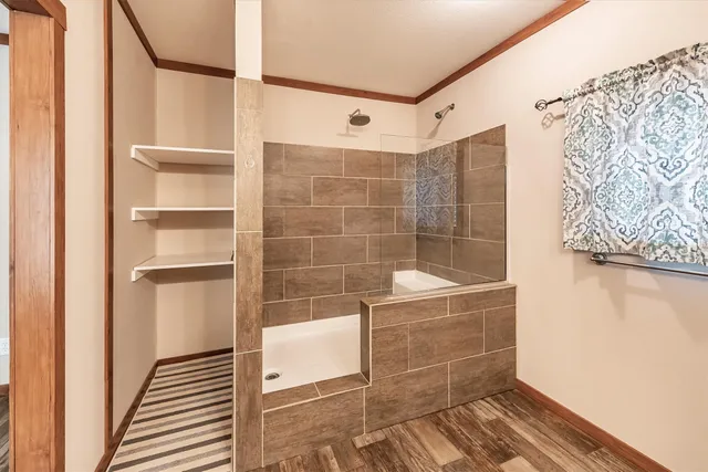 a bathroom with a shower