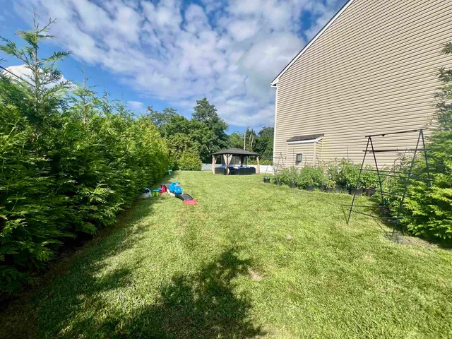 a view of a backyard with plants and a small yard