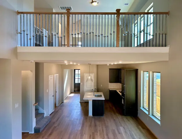 an empty room with windows