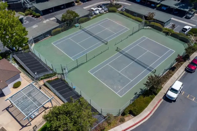 an aerial view of a house