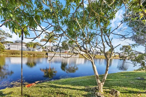 a view of lake from a yard