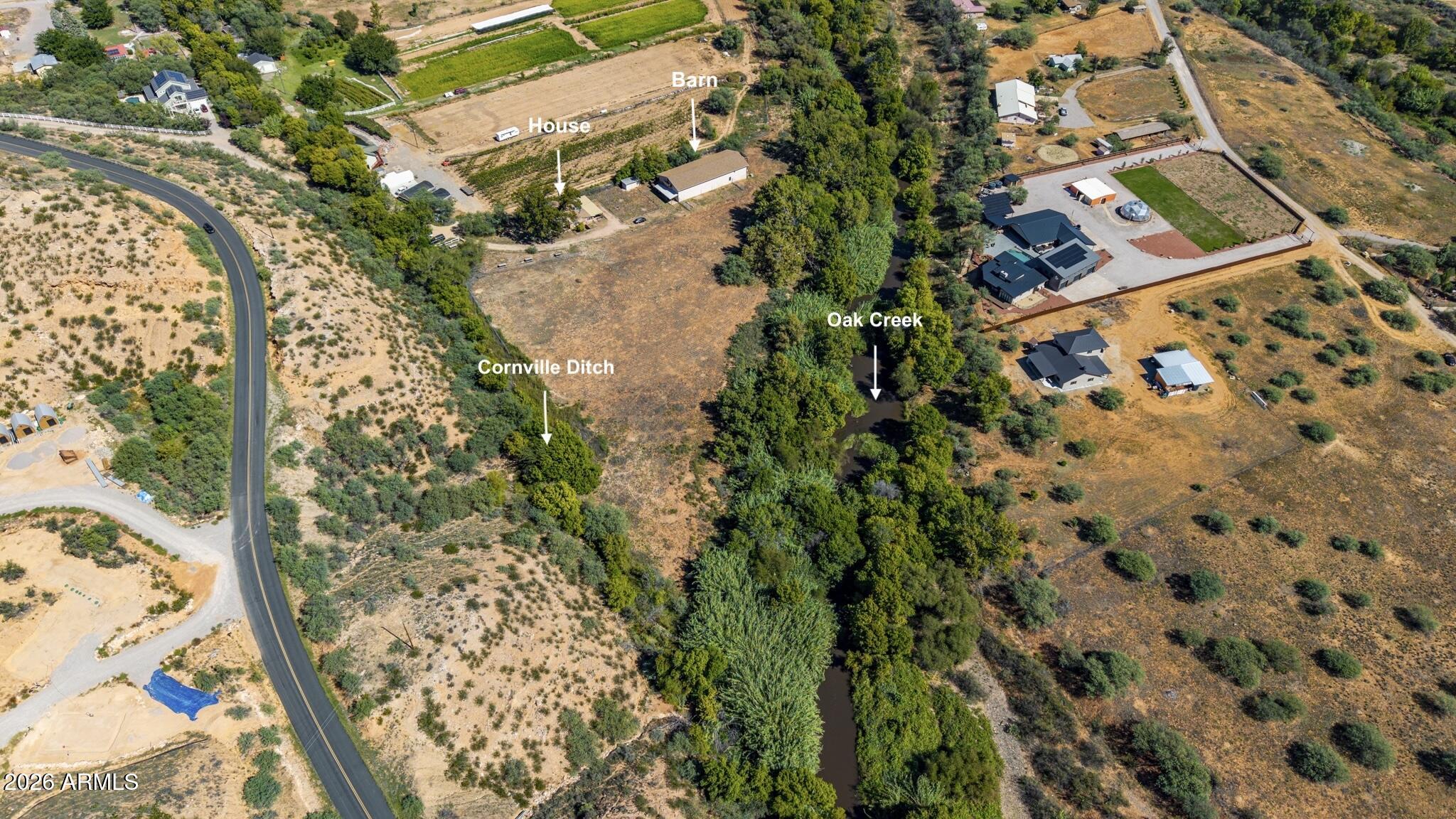 2025 South Loy Road Cornville, AZ 86325 - Photo 1 of 47 Aerial_Oak Creek & Ditch 2 North copy