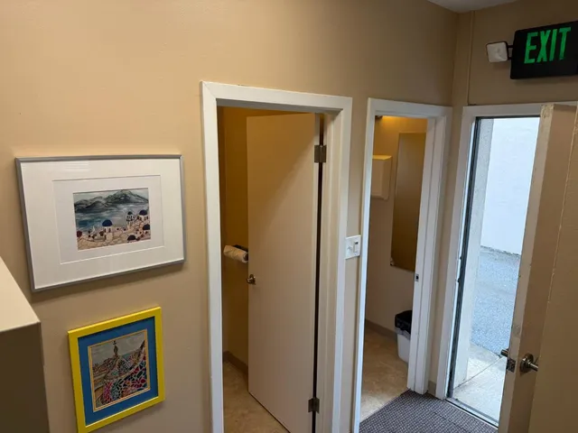 a view of a hallway with a elevator