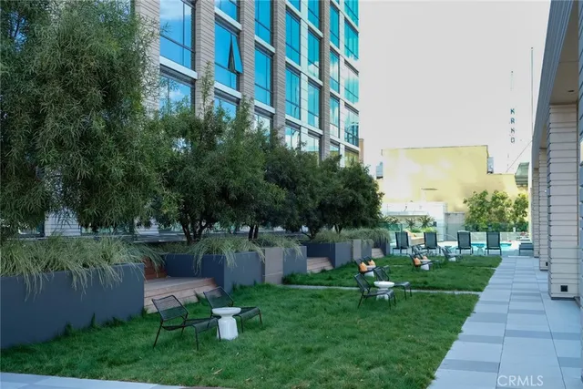 a view of garden with patio