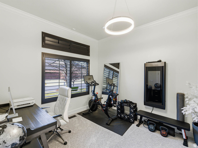 1154 Sunset Dunes Way Draper, UT 84020 - Photo 30 of 50 Office area featuring crown molding and carpet