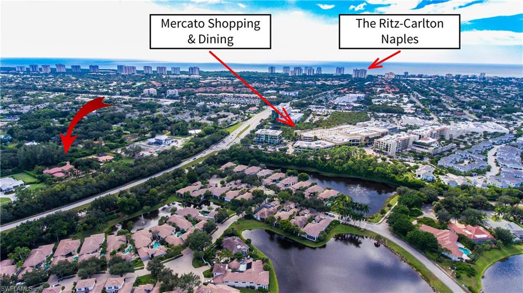 136 Hickory Road Naples, FL 34108 - Photo 4 of 34 View showing surrounding area to the gulf. This estate is close to the Mercato, Ritz Carlton and Gulf of Mexico.