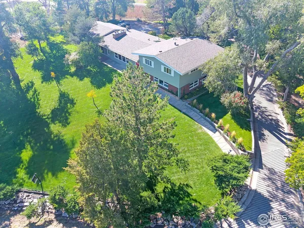 an aerial view of a house