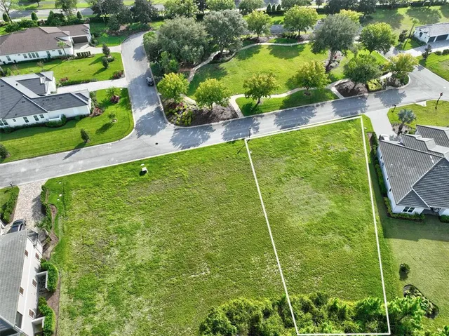 an aerial view of a residential houses with outdoor space and a lake view