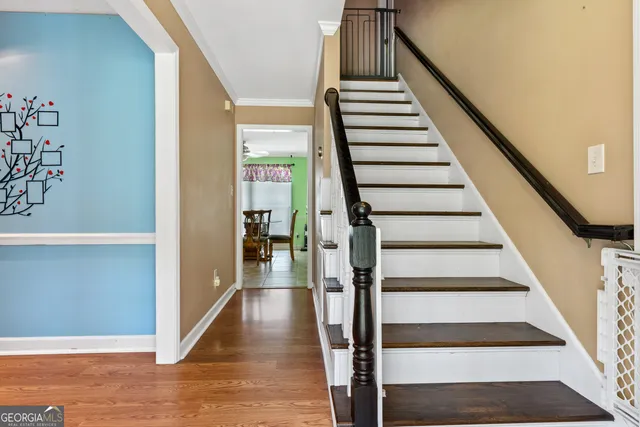 a view of small space with wooden floor