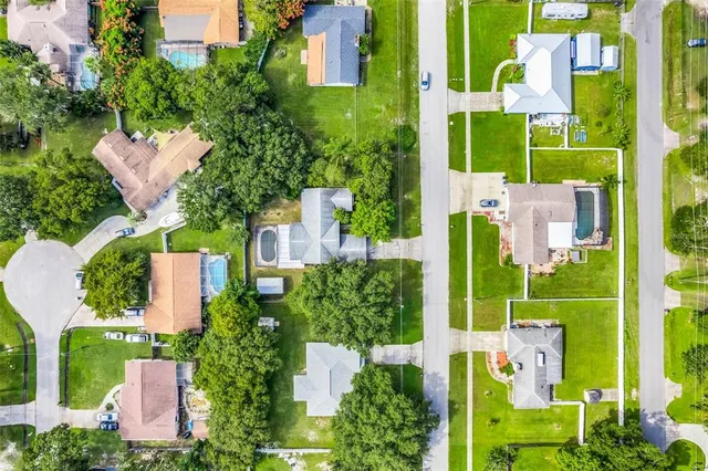 an aerial view of a house