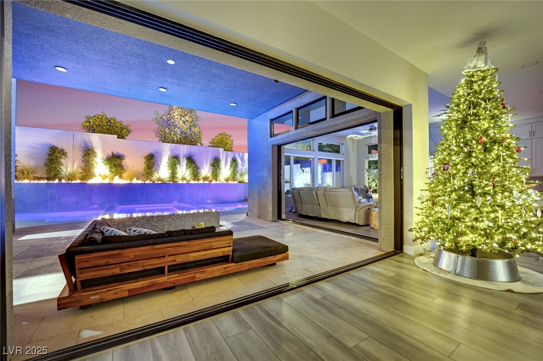 397 Highview Rdg Avenue Las Vegas, NV 89138 - Photo 27 of 97 View of covered patio with 3 panel sliding patio pocket doors