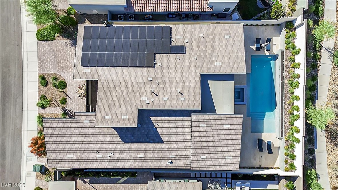 397 Highview Rdg Avenue Las Vegas, NV 89138 - Photo 82 of 97 Aerial view of property and surrounding area featuring a pool area