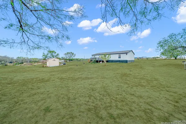 a view of a yard with a tree