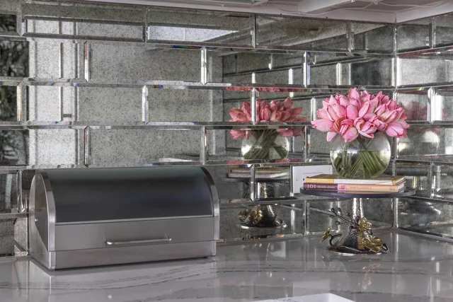 a kitchen with lots of counter top space