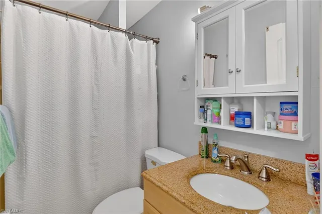 a bathroom with a sink vanity mirror and toilet