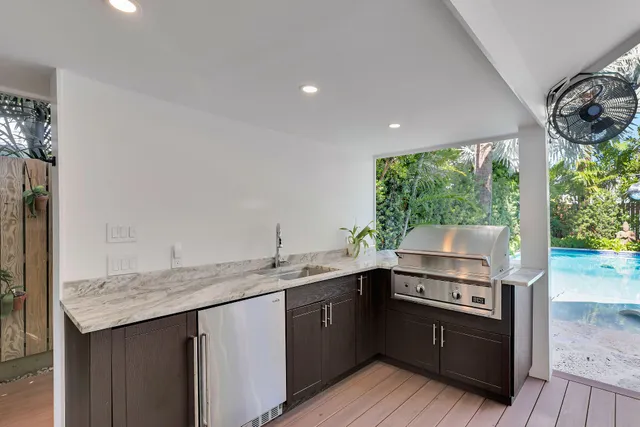 a view of a backyard with a garden