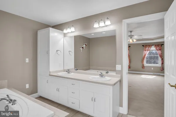 a bathroom with a shower a sink and a mirror