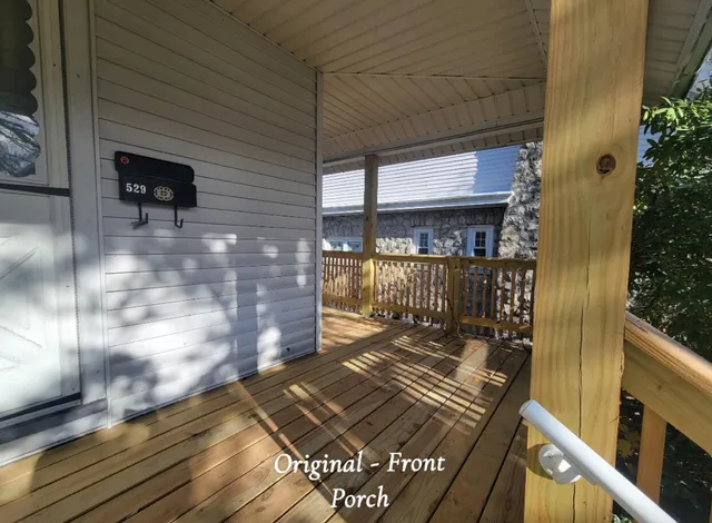 a view of a wooden door