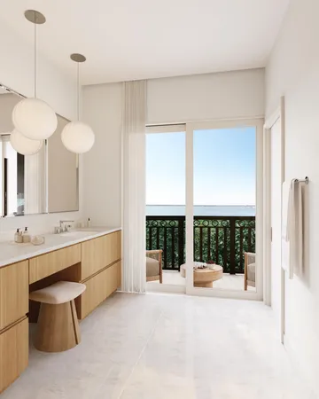 a large white kitchen with a large window and refrigerator