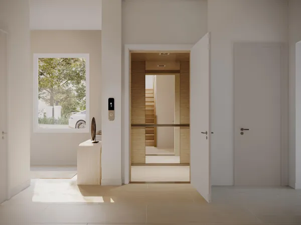 a view of a room that has a window