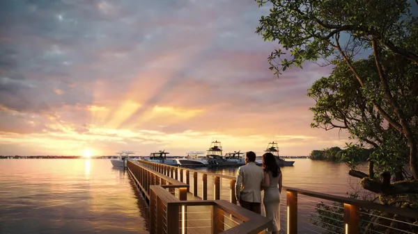 a view of a lake with a terrace