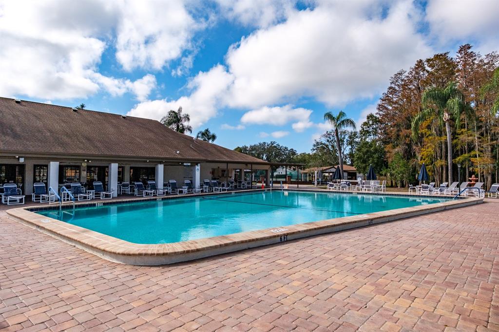 4814 Prince George Circle New Port Richey, FL 34655 - Photo 61 of 75 a view of a house with swimming pool and sitting area