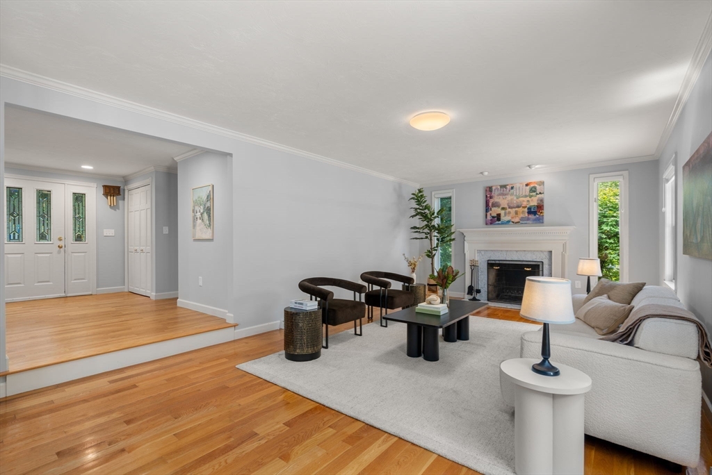 429 Warren Street Needham, MA 02492 - Photo 6 of 40 a living room with furniture a fireplace and potted plants