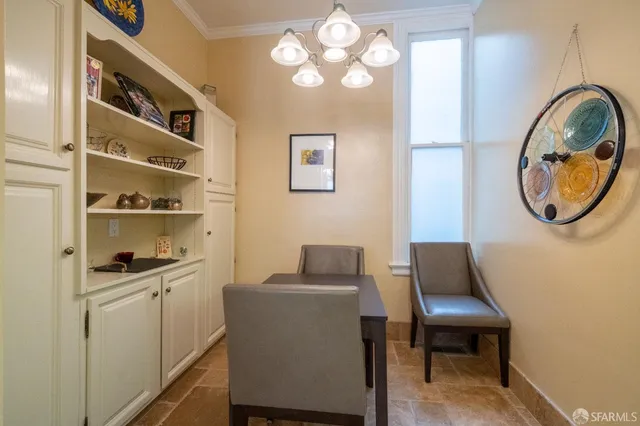 a workspace with furniture and lamp