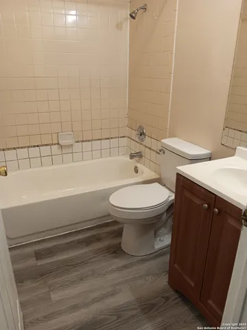 a bathroom with a toilet and a bathtub