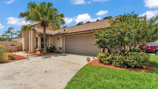 a view of a backyard of the house