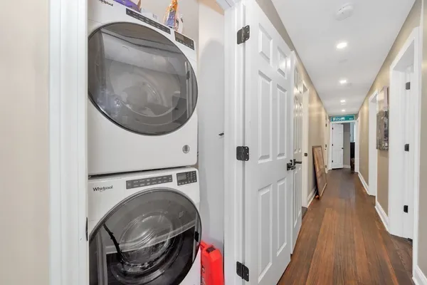 a utility room with dryer and washer