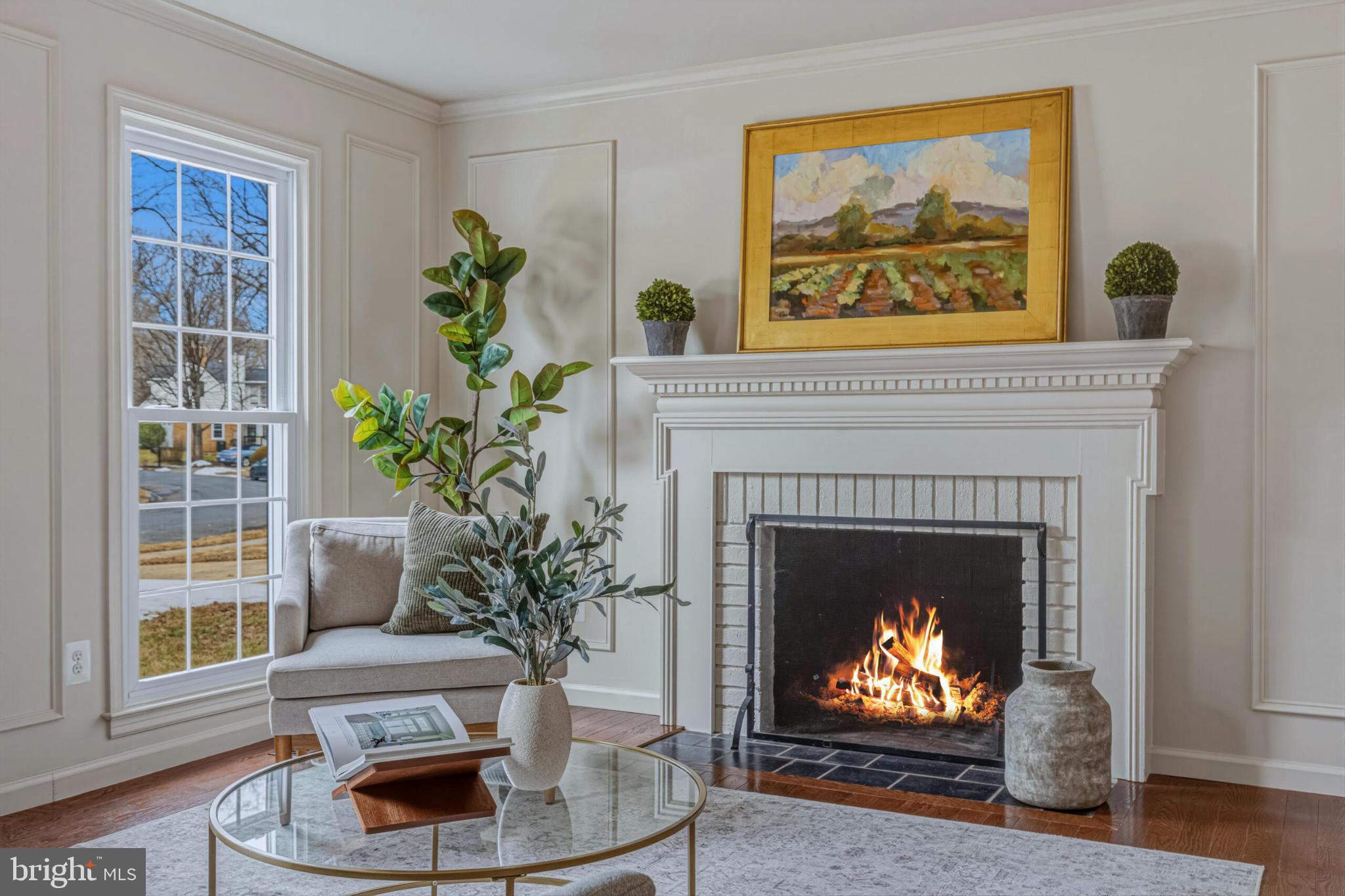 1331 Deep Run Lane Reston, VA 20190 - Photo 6 of 51 a living room with furniture a fireplace and a potted plant