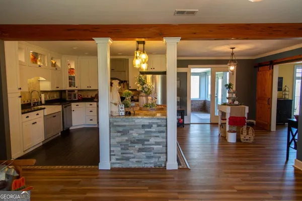 wooden floor in a kitchen
