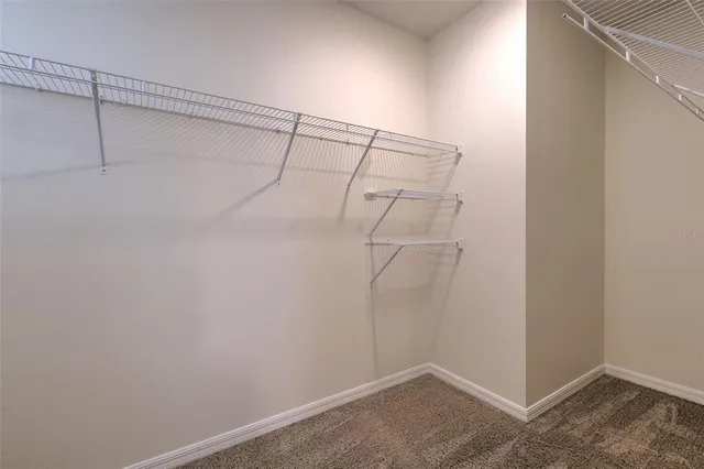 a view of a room with racks on the wall