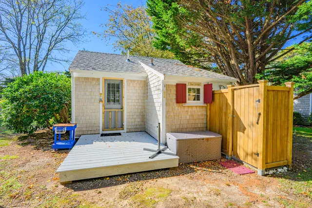 a view of a backyard with a garden