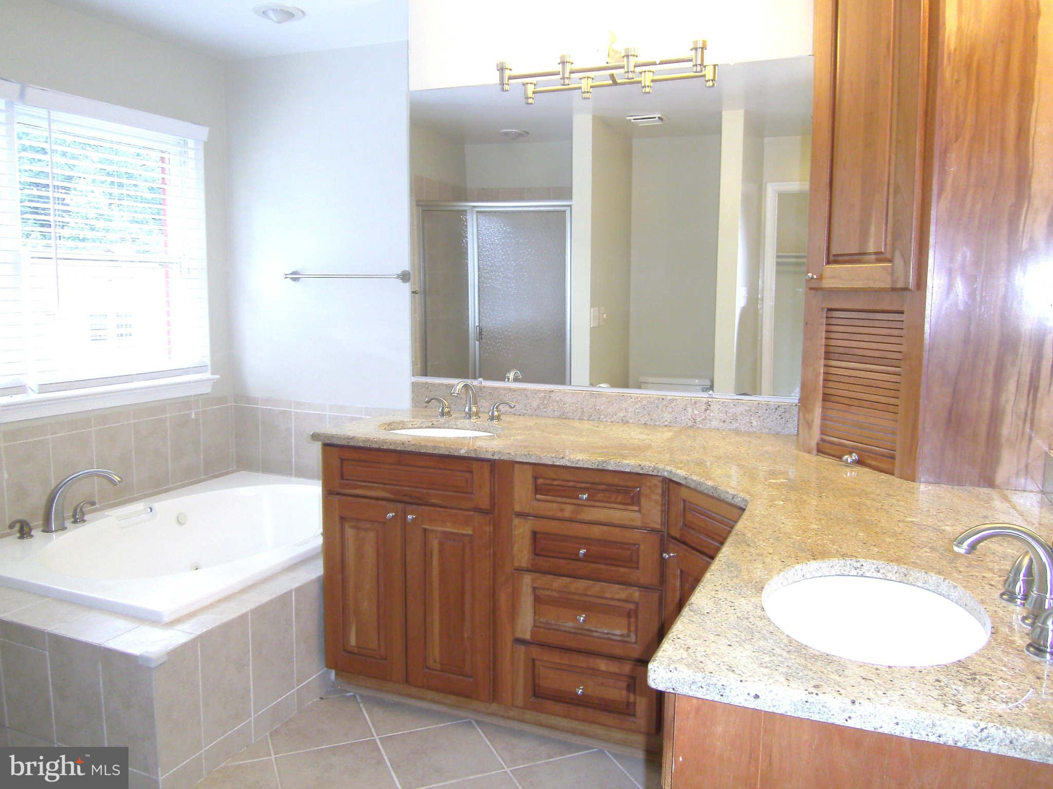 8662 Center Road Springfield, VA 22152 - Photo 10 of 23 a bathroom with a granite countertop sink and a mirror