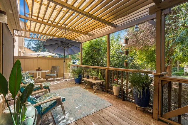 a view of porch with seating area