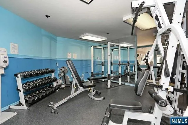 a view of a room with gym equipment