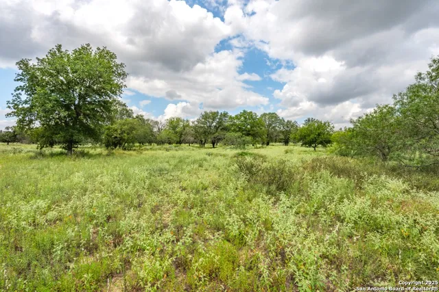 a view of a green field with wooden fence