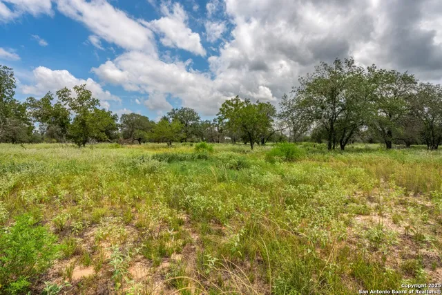 a view of a green field with wooden fence