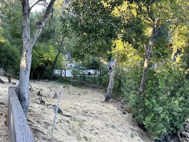 a backyard of a house with lots of green space