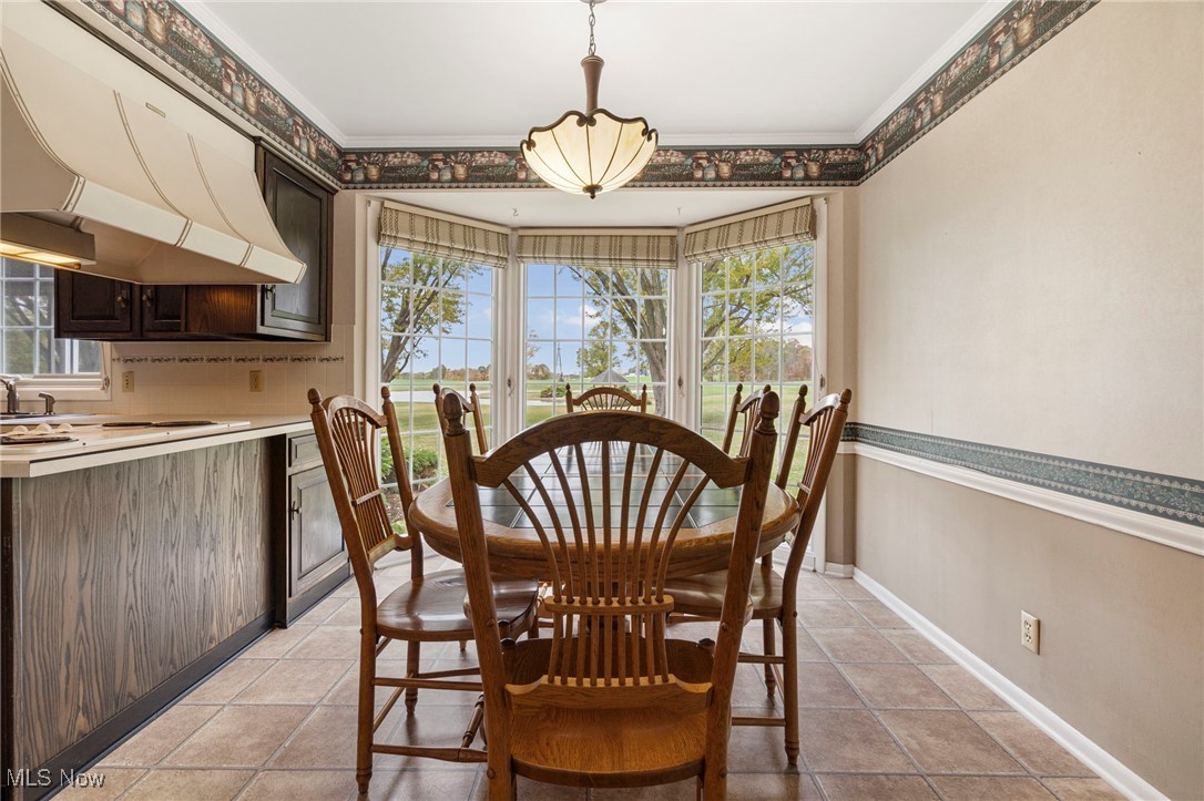 14265 Reeder Avenue Northeast Alliance, OH 44601 - Photo 22 of 39 Dining space featuring healthy amount of natural light, light tile patterned floors, and crown molding