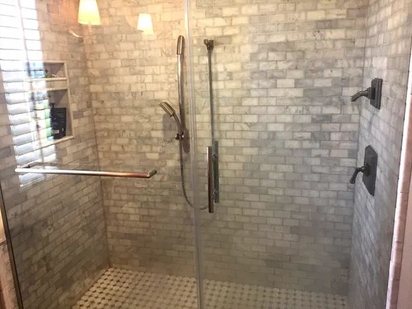 a bathroom with a shower