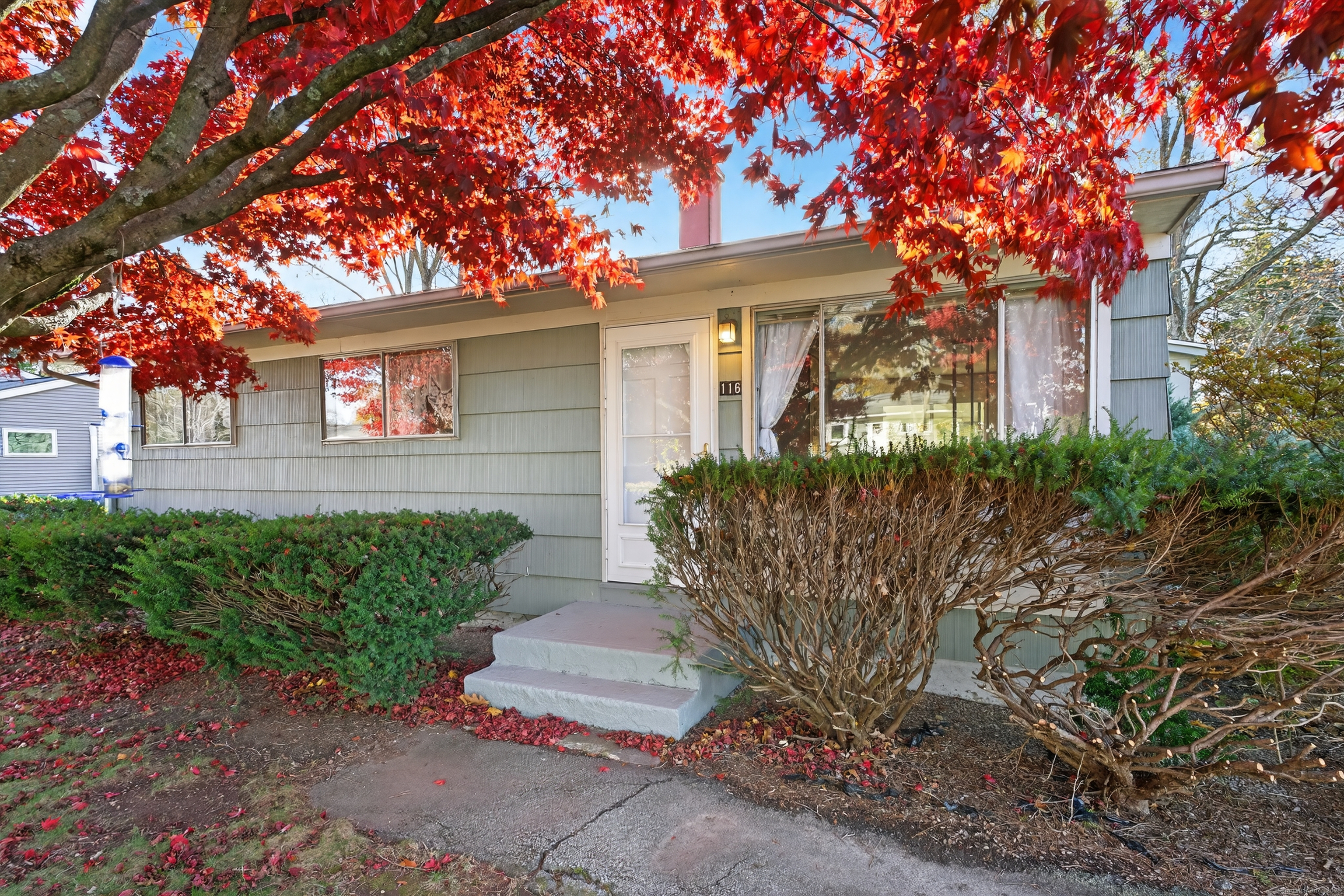 front view of a house with a yard