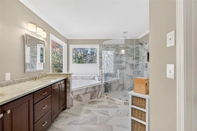 a bathroom with a bath tub and a shower