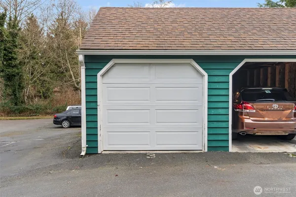 a view of a house with a garage