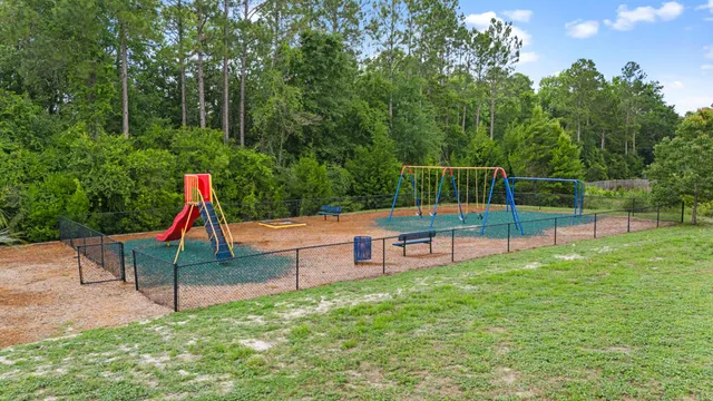 a view of a park with slide