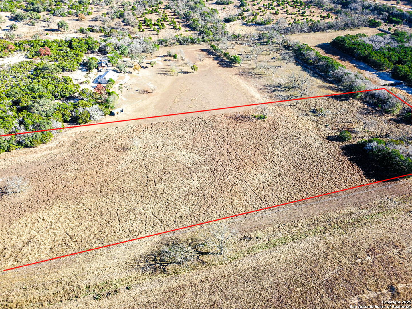 a view of a dry back yard of a building