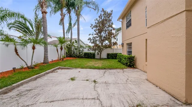 a view of a backyard with a plants